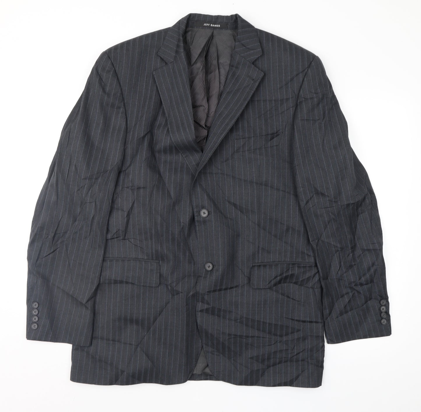 Jeff Banks Mens Blue Striped  Jacket Suit Jacket Size 42