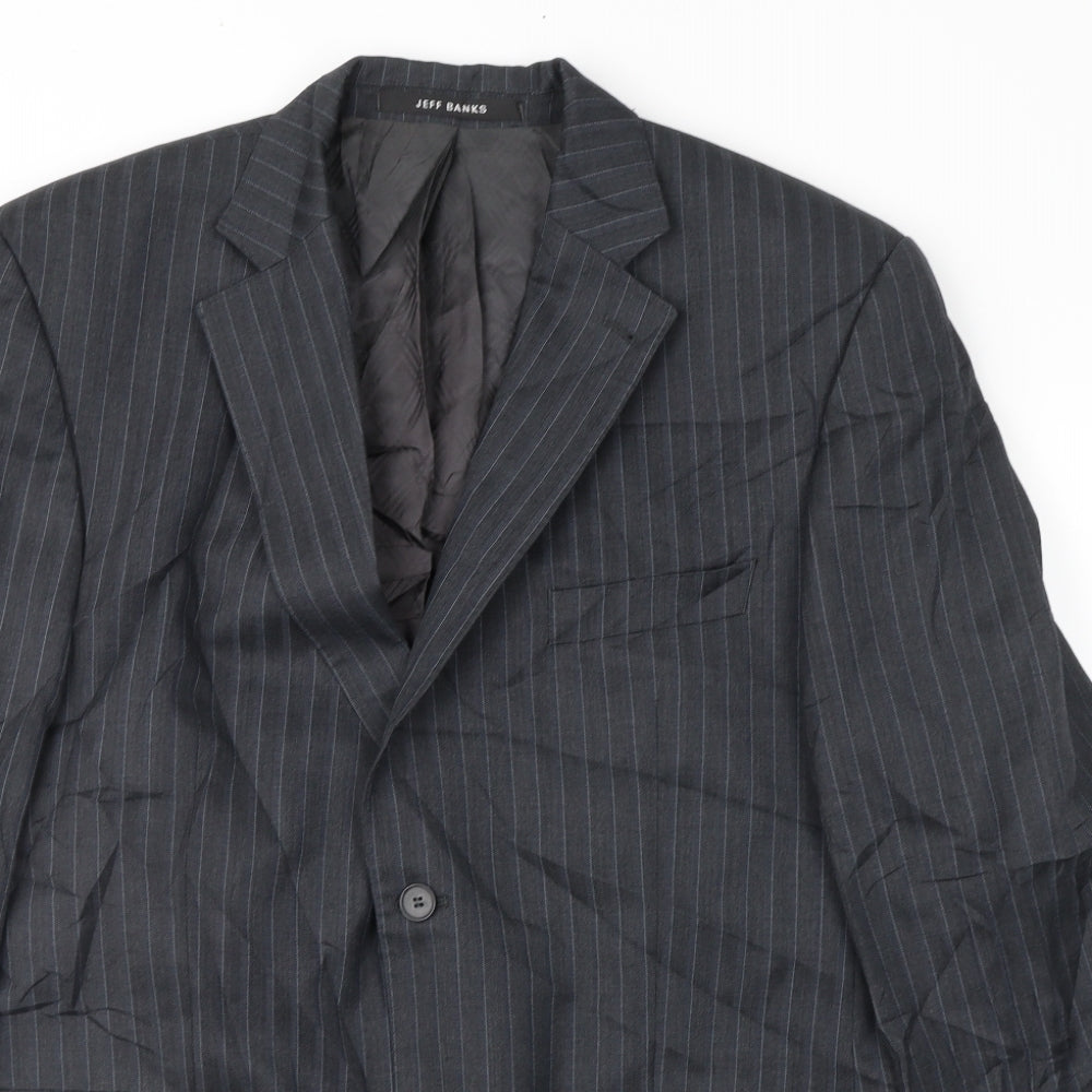 Jeff Banks Mens Blue Striped  Jacket Suit Jacket Size 42