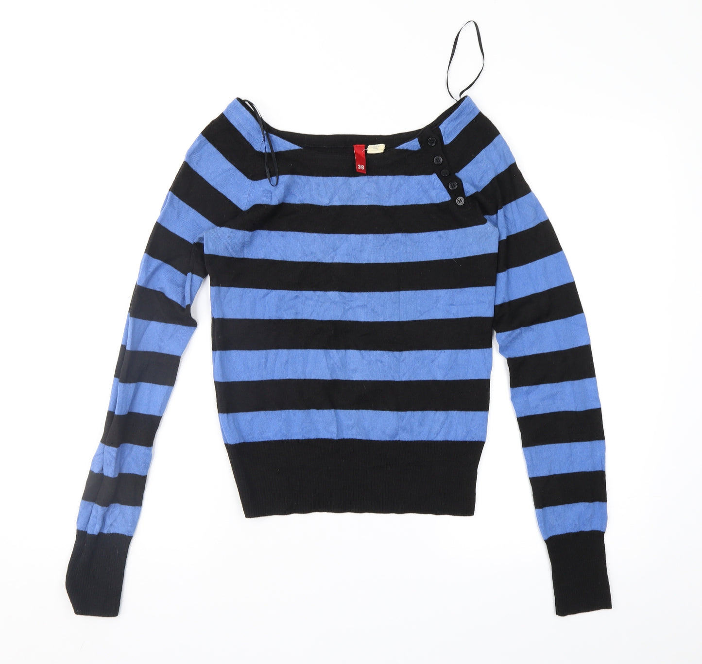 H&M Womens Blue Striped  Pullover Jumper Size 10