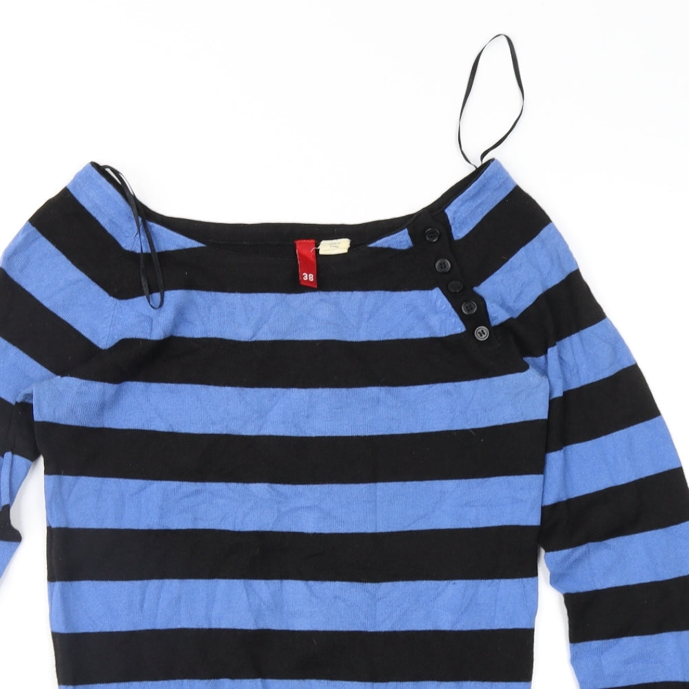 H&M Womens Blue Striped  Pullover Jumper Size 10