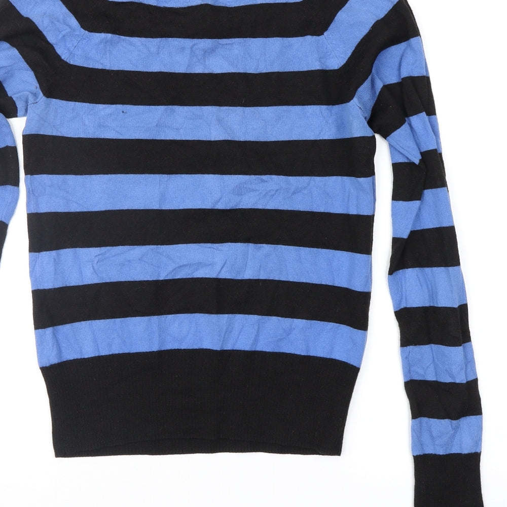 H&M Womens Blue Striped  Pullover Jumper Size 10