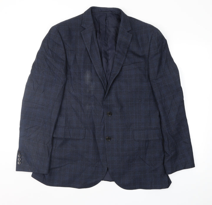 John Lewis Mens Blue Check Jacket Suit Jacket Size 42