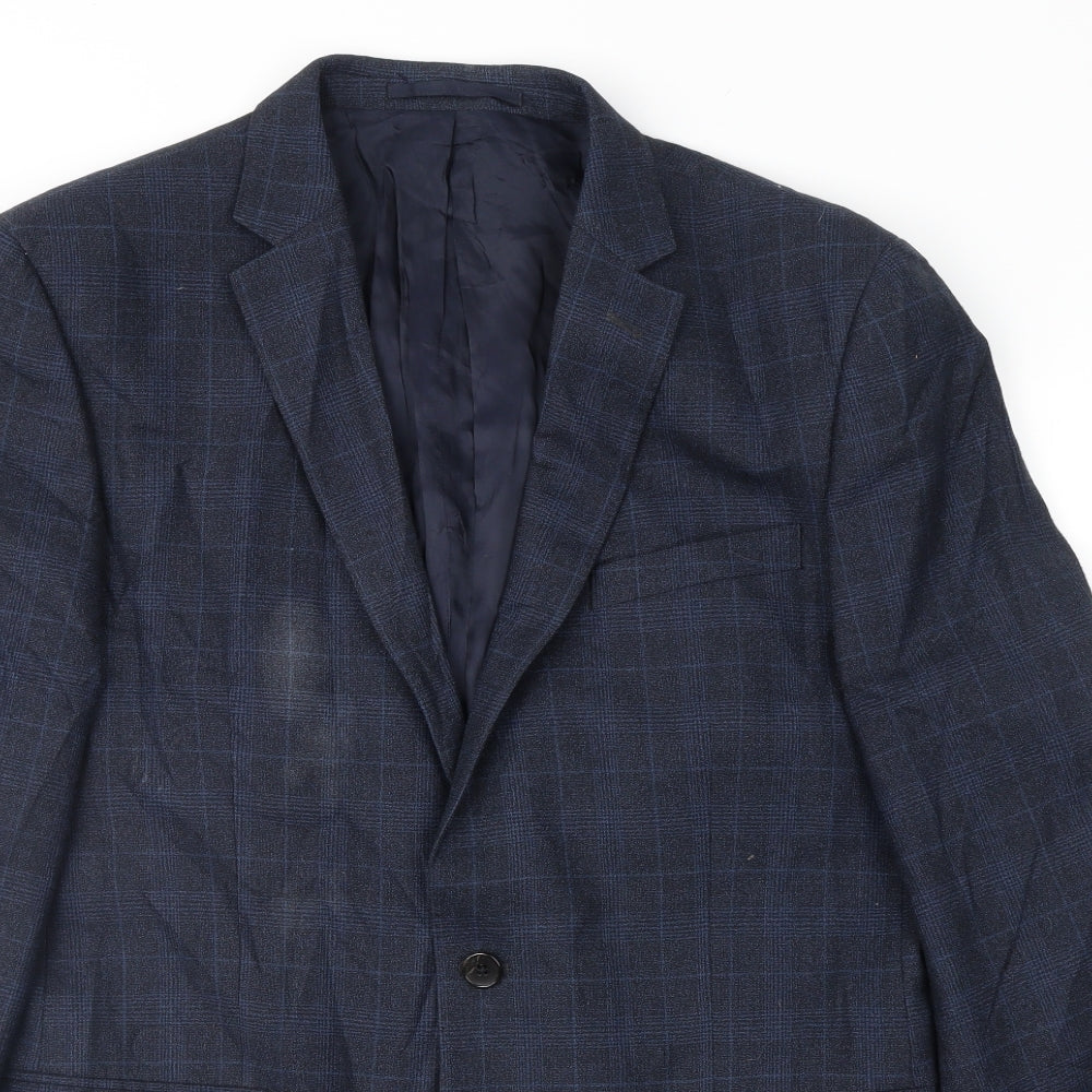 John Lewis Mens Blue Check  Jacket Suit Jacket Size 42