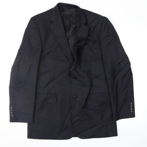 Terry de Havilland Mens Blue Striped  Jacket Suit Jacket Size 40