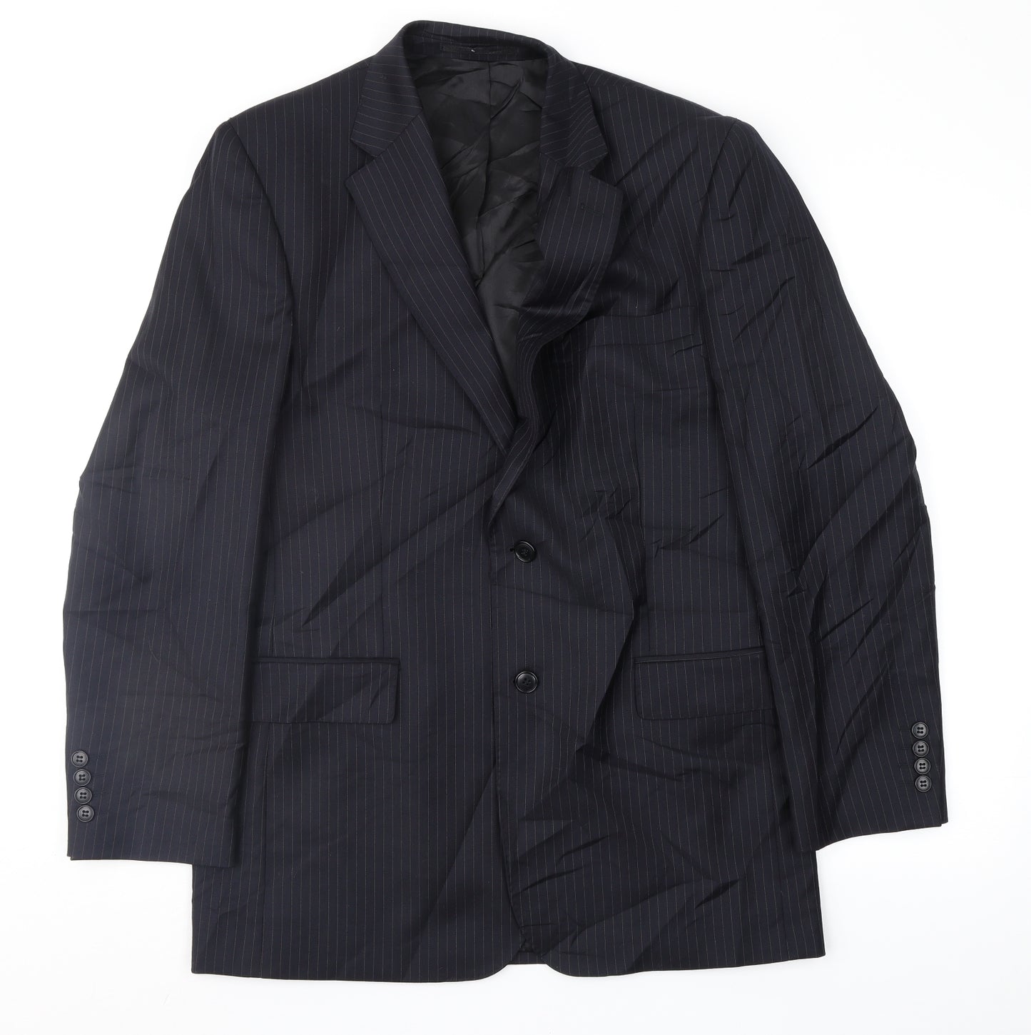 Terry de Havilland Mens Blue Striped  Jacket Suit Jacket Size 40