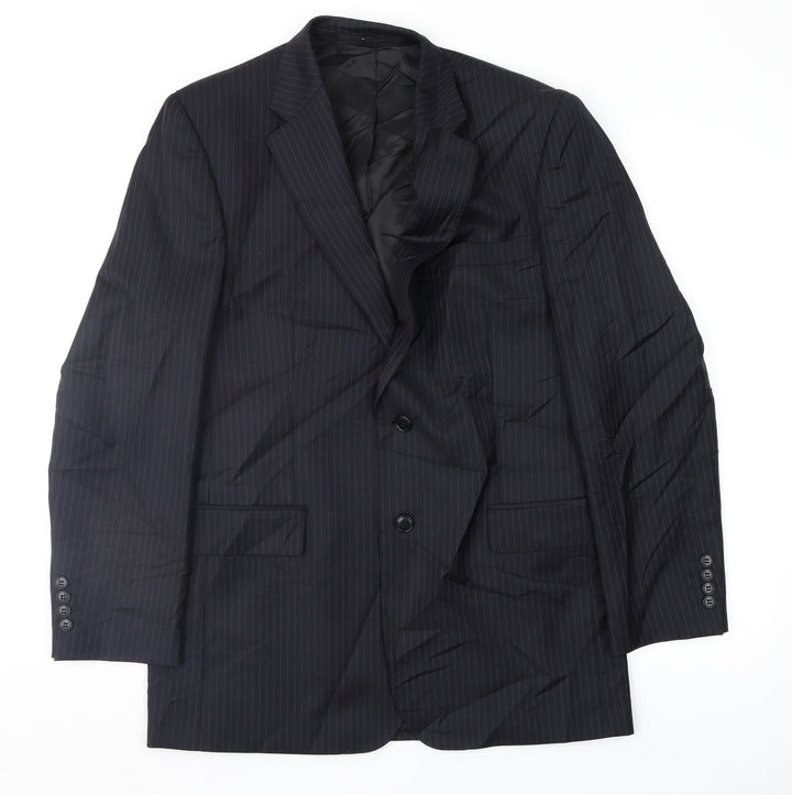 Terry de Havilland Mens Blue Striped  Jacket Suit Jacket Size 40