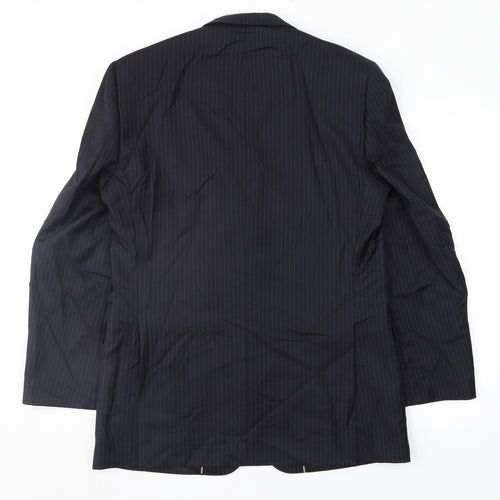 Terry de Havilland Mens Blue Striped  Jacket Suit Jacket Size 40
