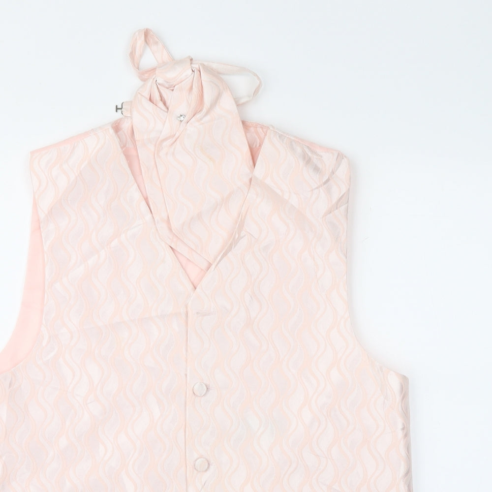 Cecily Mens Pink Geometric  Jacket Suit Waistcoat Size 40