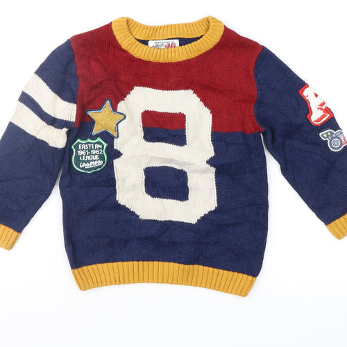 NEXT Boys Blue Colourblock  Pullover Jumper Size 12-18 Months