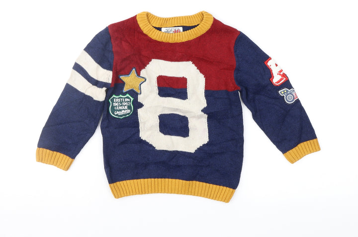 NEXT Boys Blue Colourblock Pullover Jumper Size 12-18 Months