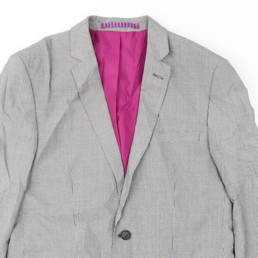Marks and Spencer Mens Grey Houndstooth  Jacket Suit Jacket Size M