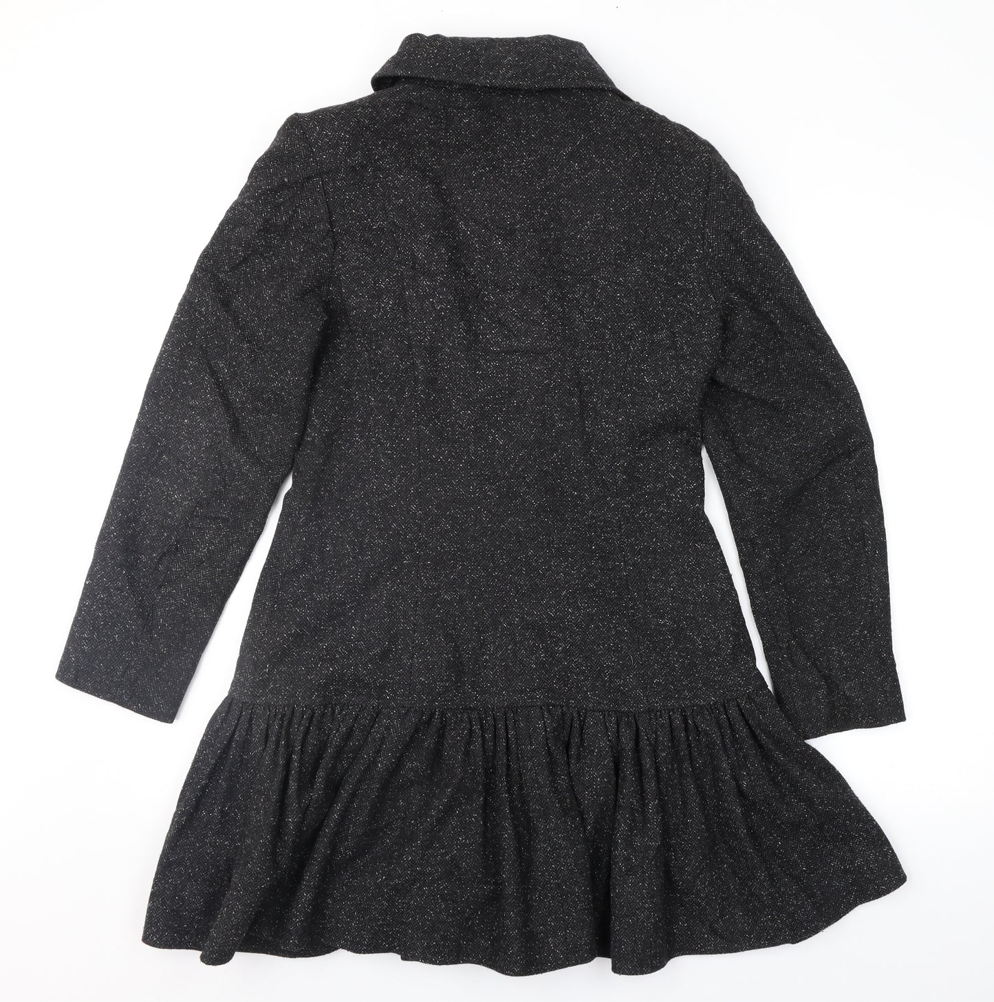 Helene Berman Womens Grey Herringbone  Overcoat Coat Size XS