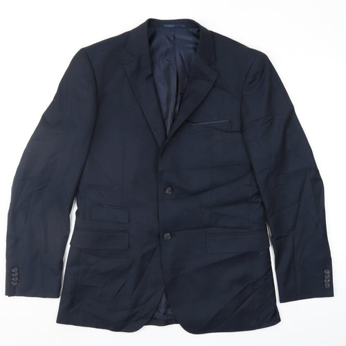Preworn Mens Blue Striped  Jacket Suit Jacket Size 38