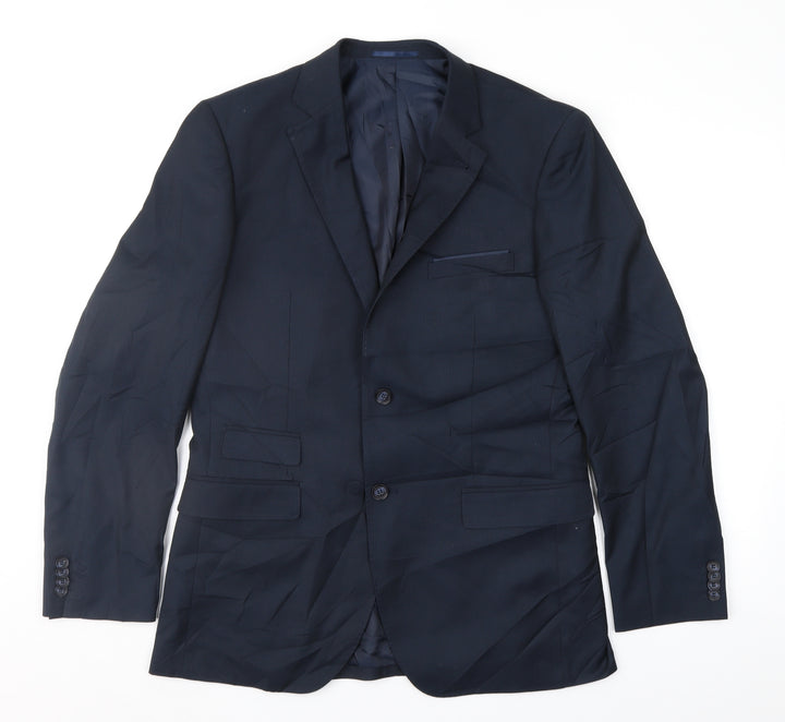 Preworn Mens Blue Striped  Jacket Suit Jacket Size 38