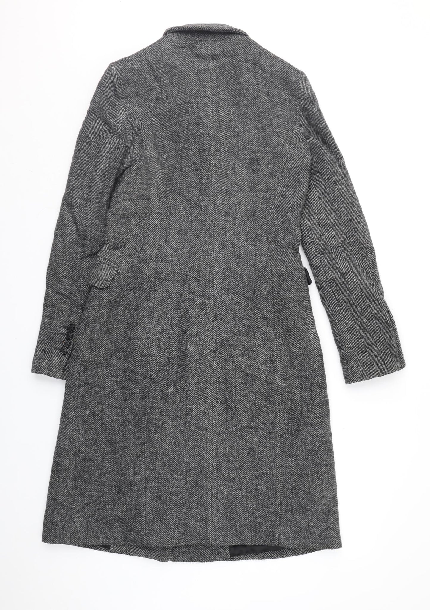 Zara Womens Grey Herringbone  Overcoat Coat Size XS