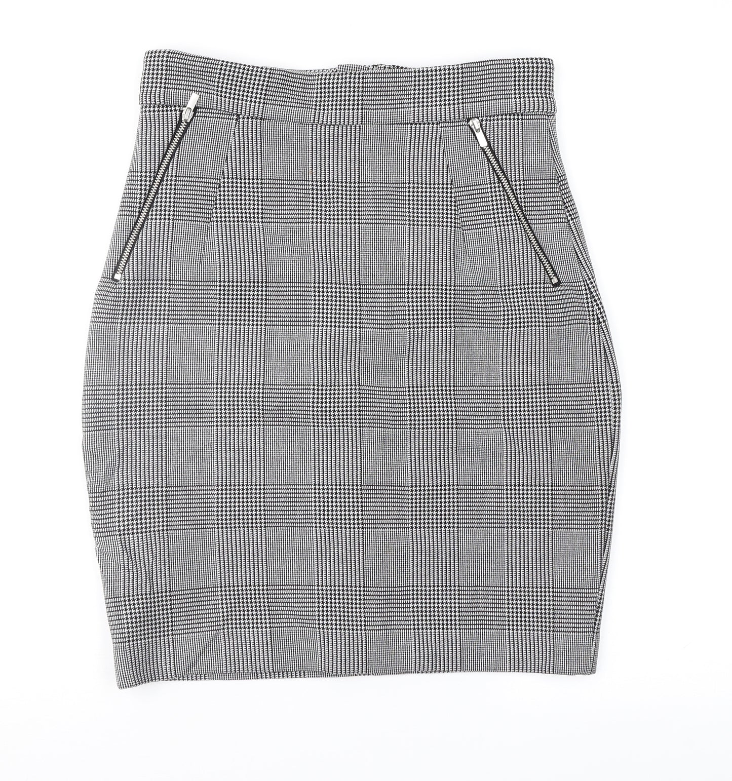 H&M Womens Black Check  Straight & Pencil Skirt Size 8