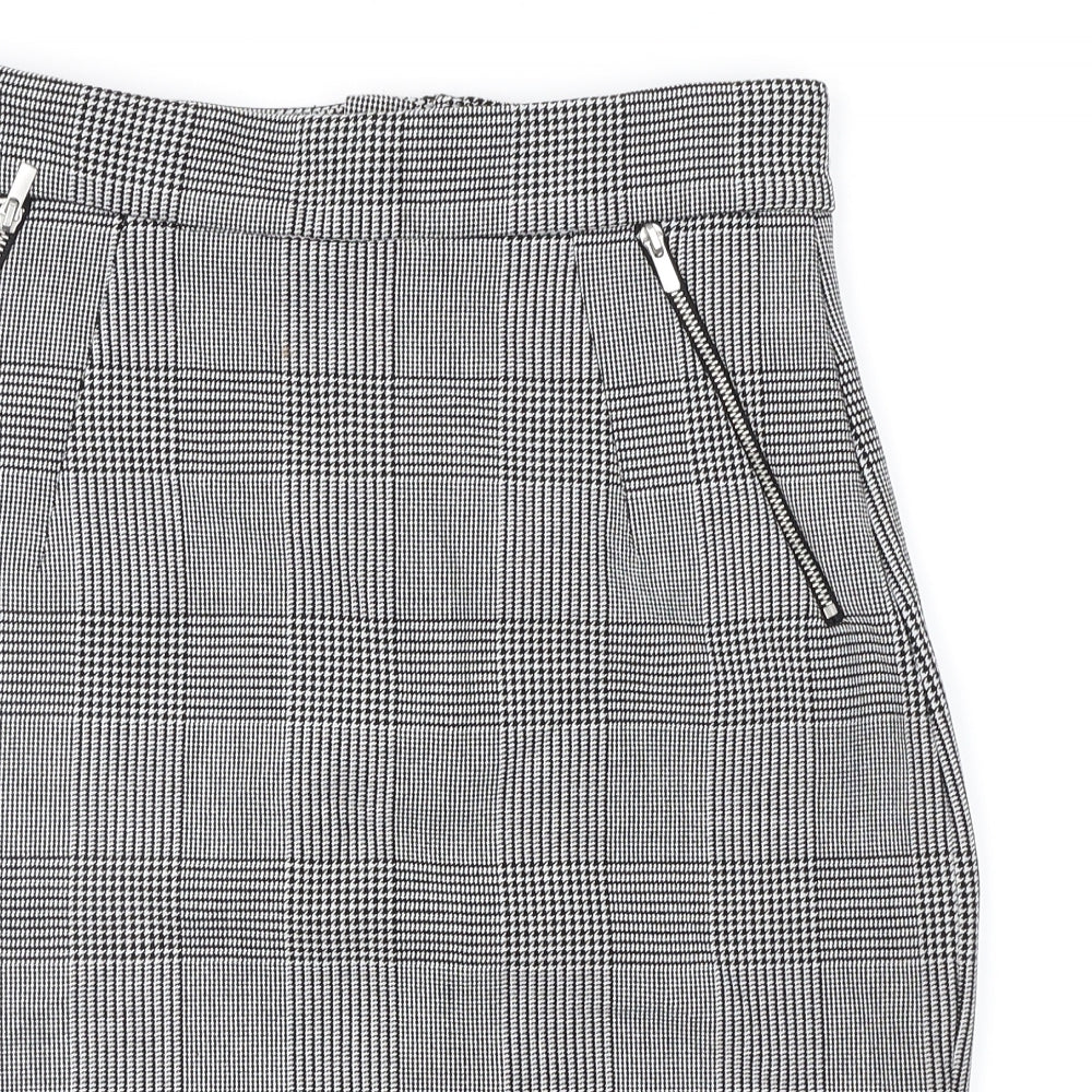 H&M Womens Black Check  Straight & Pencil Skirt Size 8