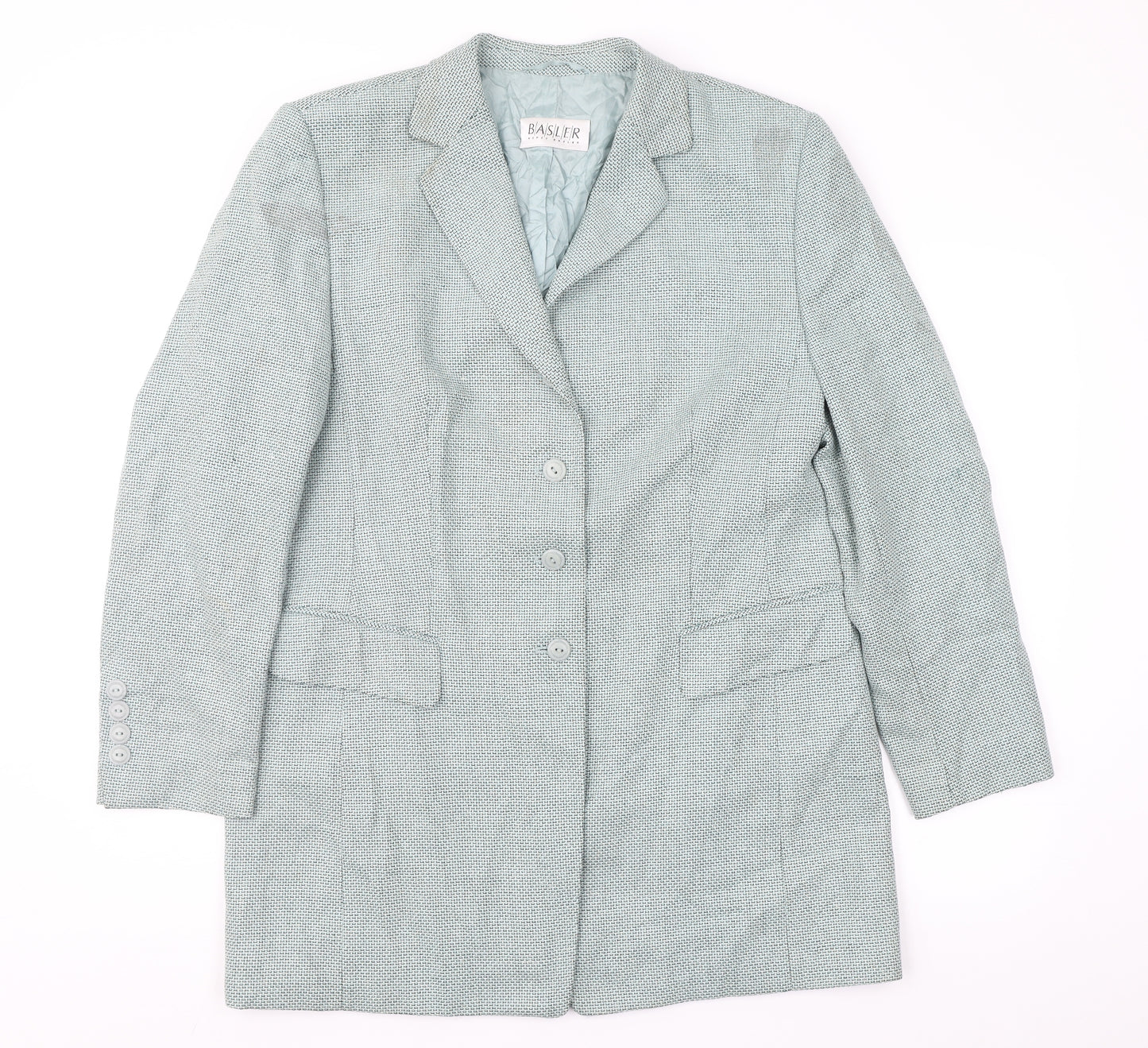Basler Womens Green Geometric  Overcoat Coat Size 16