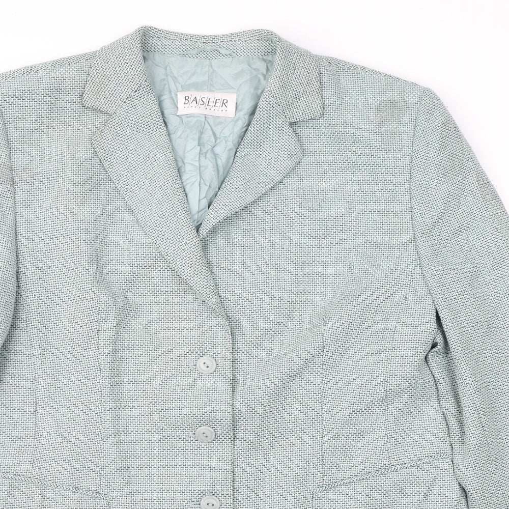 Basler Womens Green Geometric  Overcoat Coat Size 16