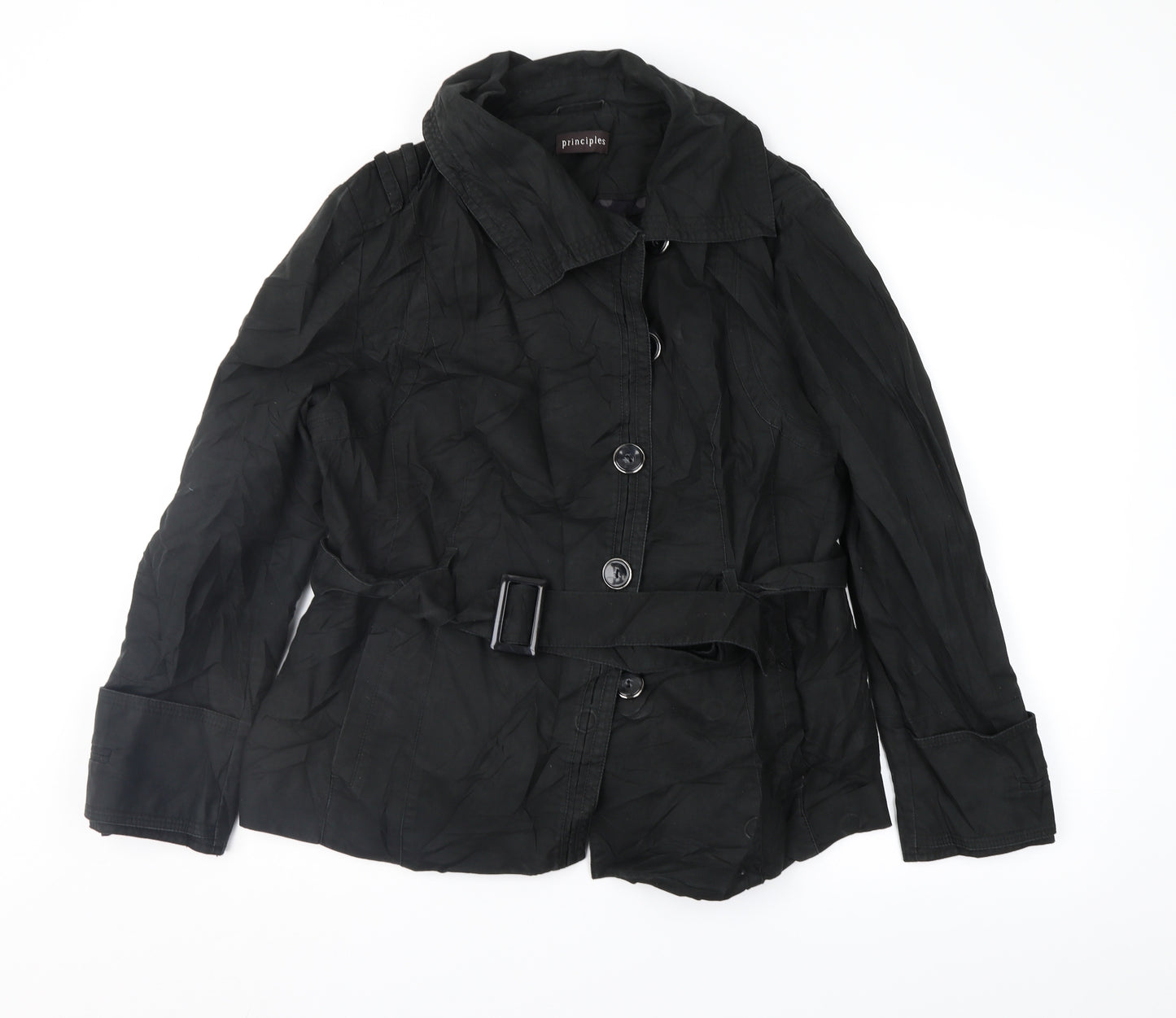 Principles Womens Black   Trench Coat Jacket Size 16