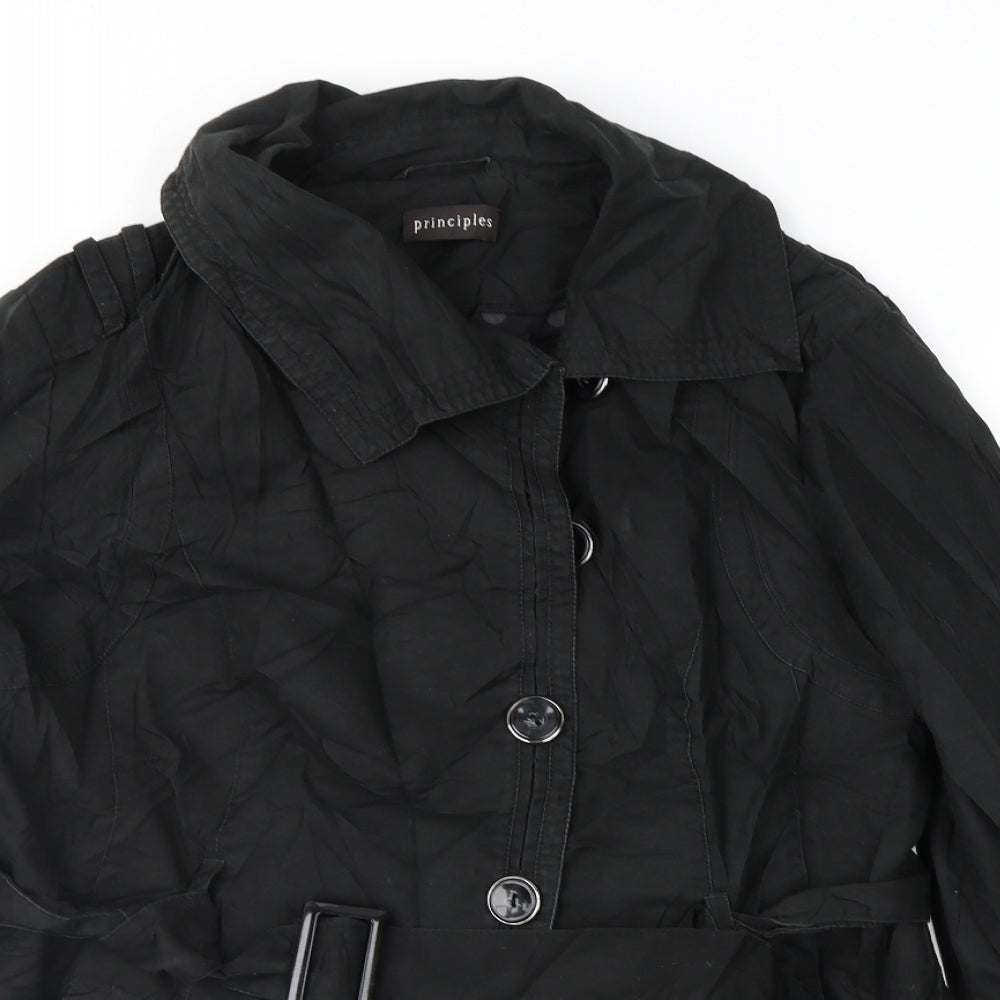 Principles Womens Black   Trench Coat Jacket Size 16