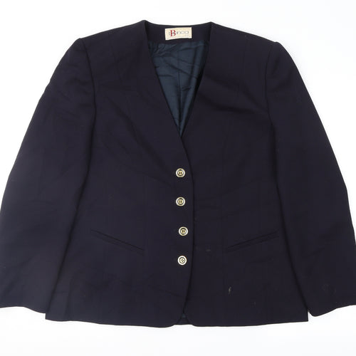 Bianca Womens Blue  Ramie Jacket Suit Jacket Size 14