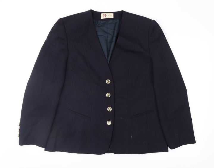 Bianca Womens Blue  Ramie Jacket Suit Jacket Size 14
