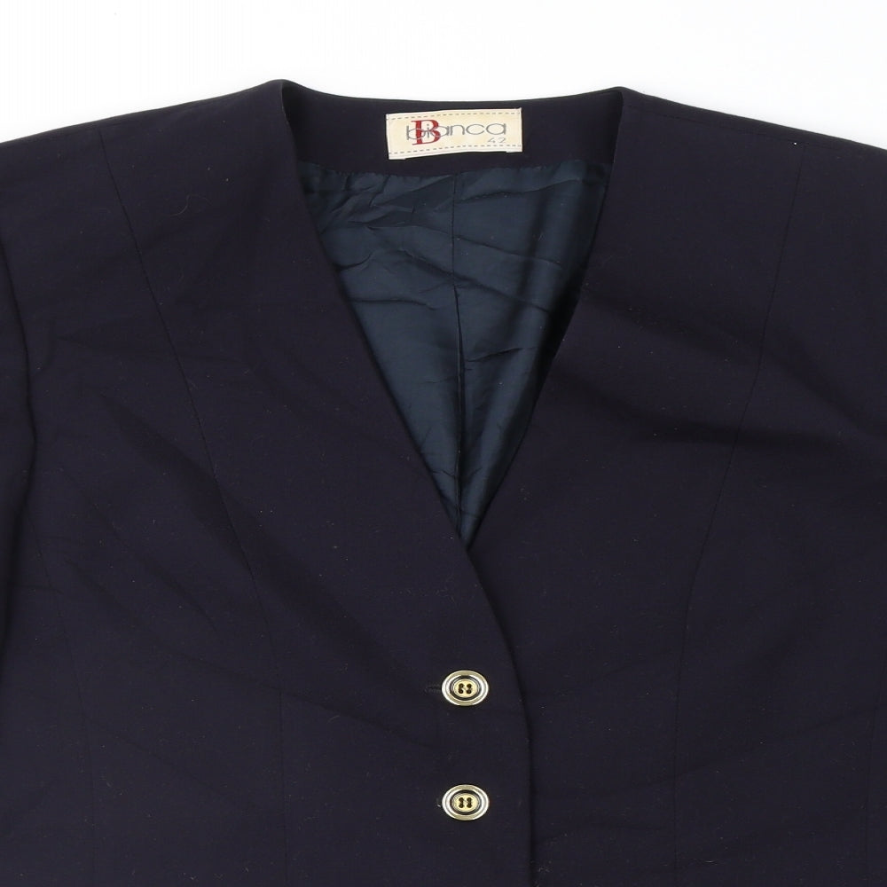 Bianca Womens Blue  Ramie Jacket Suit Jacket Size 14