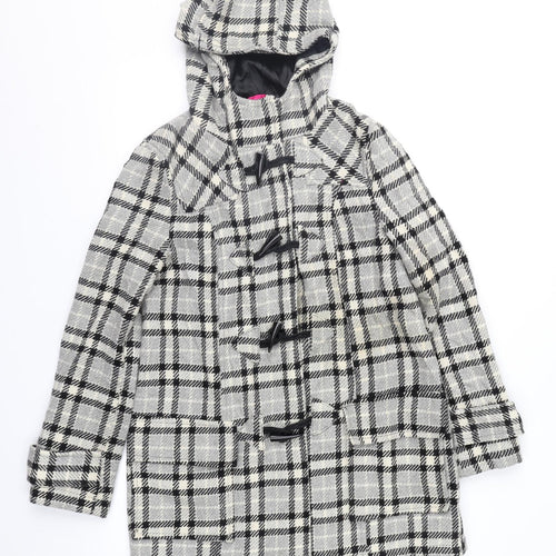Atmosphere Womens Grey Check  Overcoat Coat Size 10