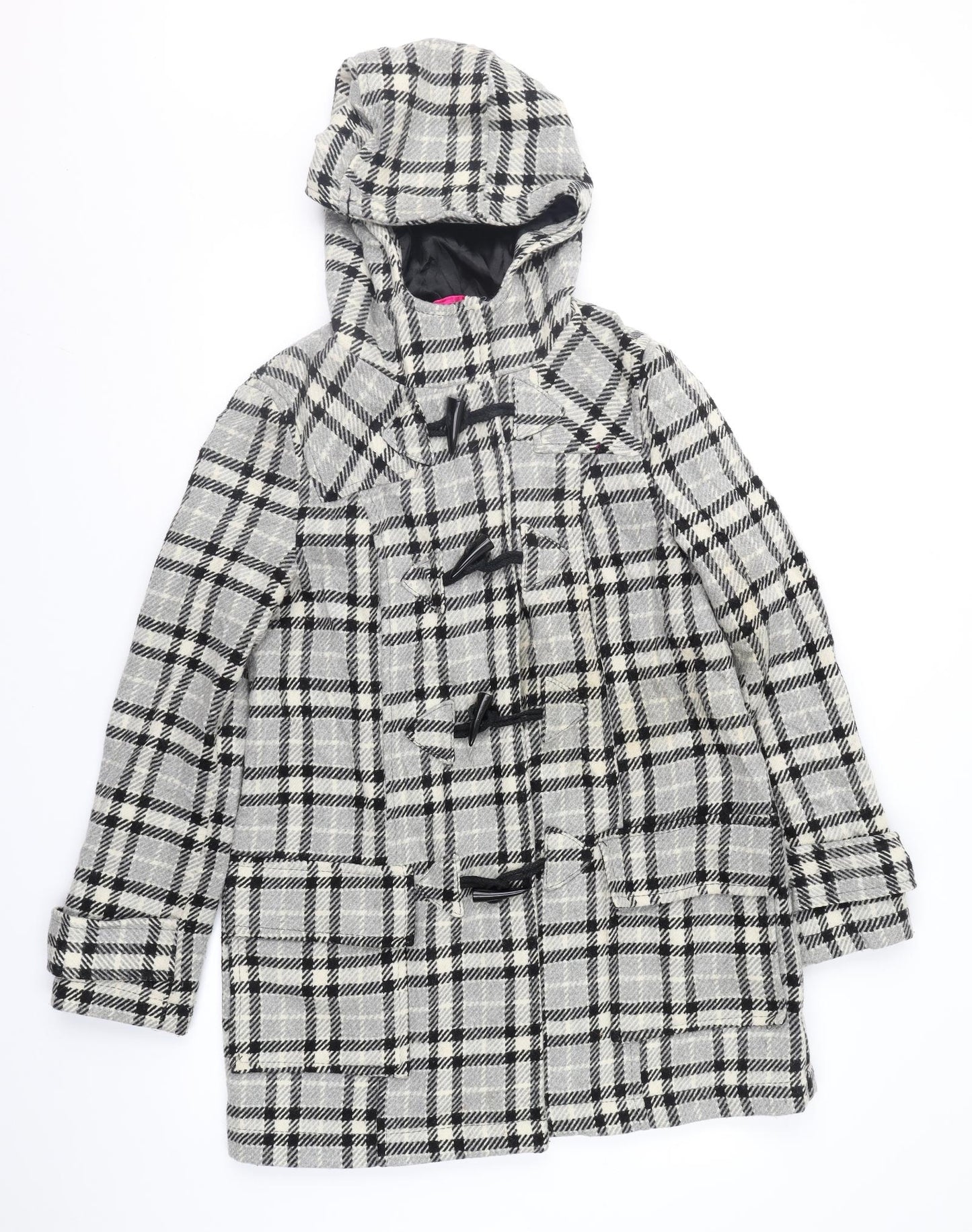 Atmosphere Womens Grey Check  Overcoat Coat Size 10