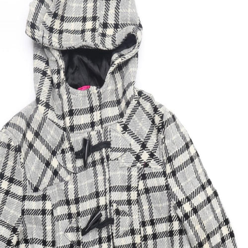 Atmosphere Womens Grey Check  Overcoat Coat Size 10