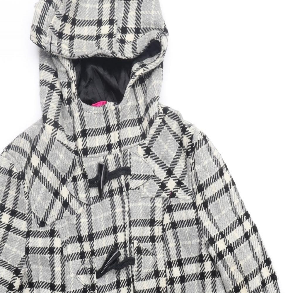 Atmosphere Womens Grey Check  Overcoat Coat Size 10