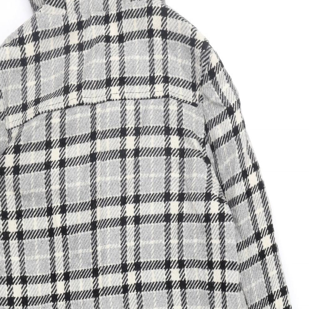 Atmosphere Womens Grey Check  Overcoat Coat Size 10