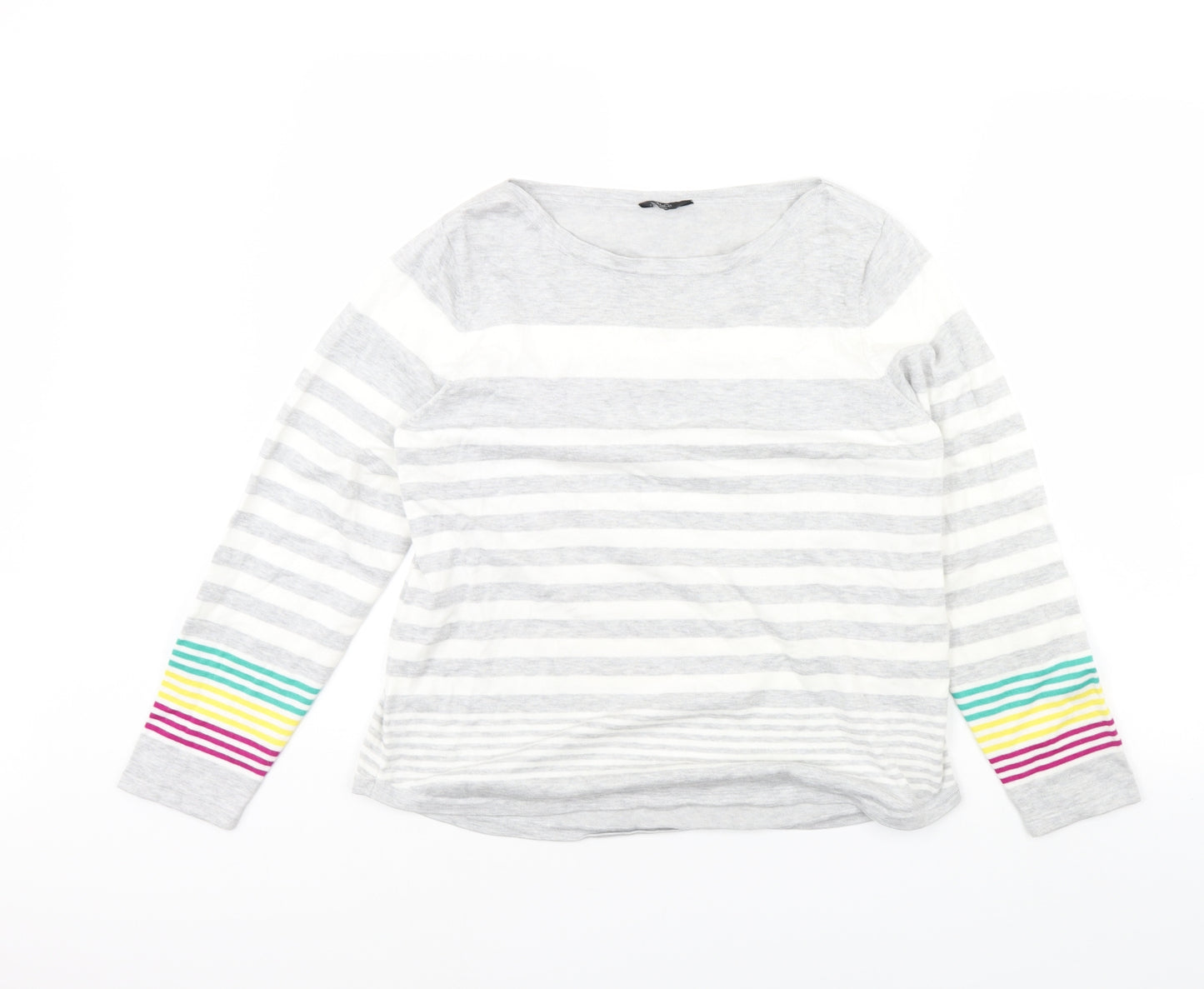 m&cogrey Womens Grey Striped  Pullover Jumper Size 18
