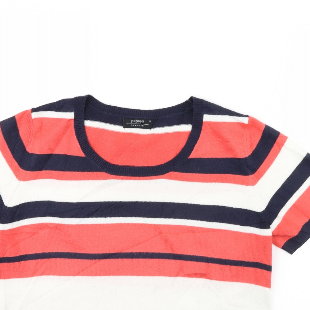 Papaya Womens Pink Striped  Pullover Jumper Size 12
