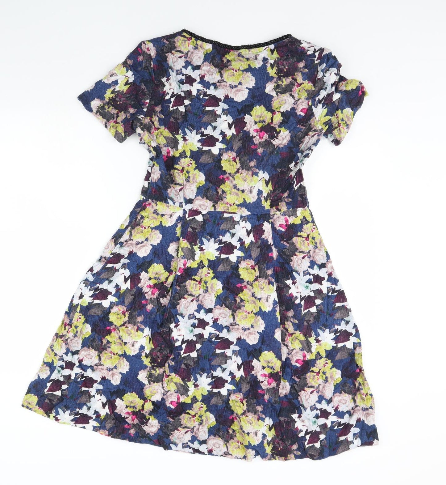 Monsoon Womens Blue Floral Rayon Fit & Flare  Size 10
