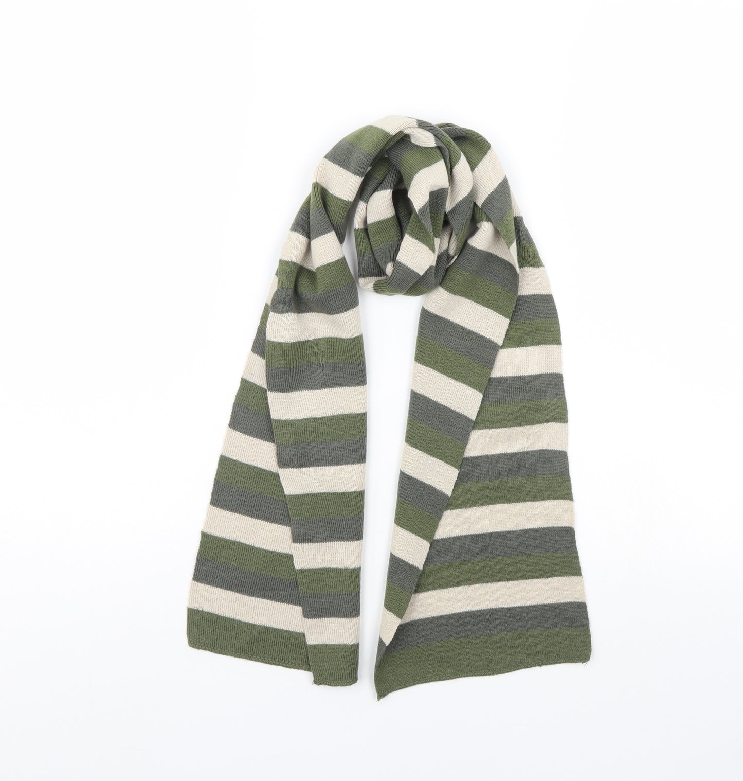Preworn Womens Green Striped   Scarf