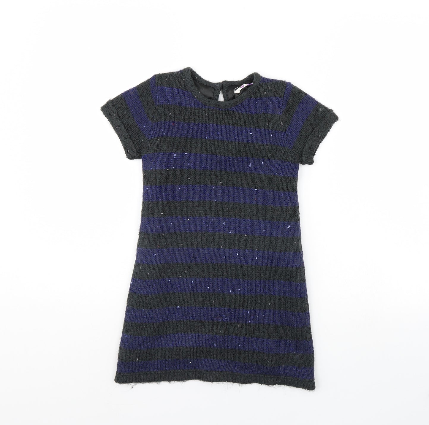 John Lewis Girls Green Striped  Jumper Dress  Size 5 Years