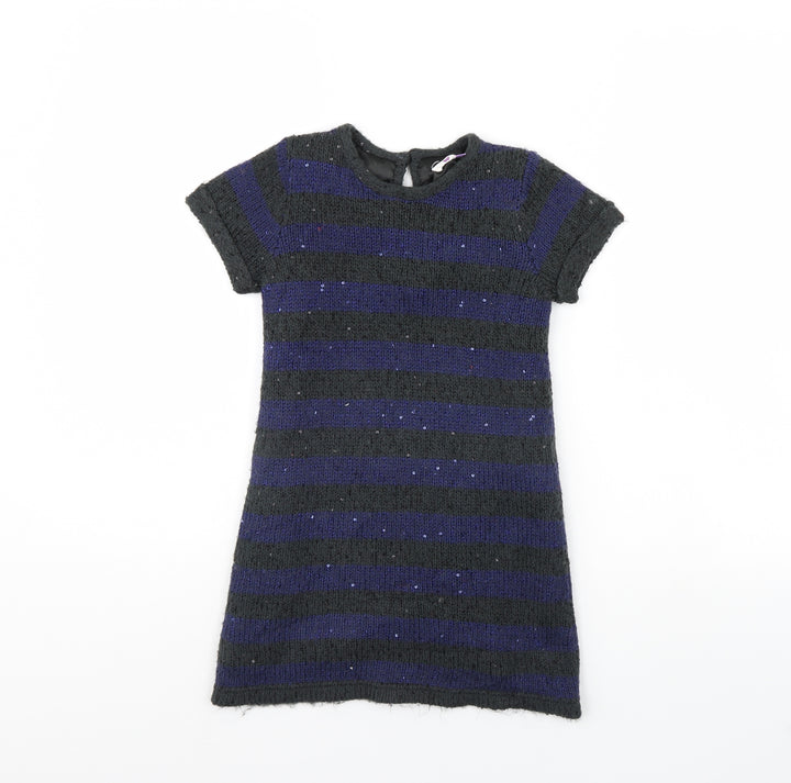 John Lewis Girls Green Striped  Jumper Dress  Size 5 Years