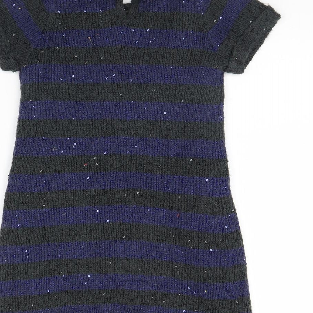 John Lewis Girls Green Striped  Jumper Dress  Size 5 Years