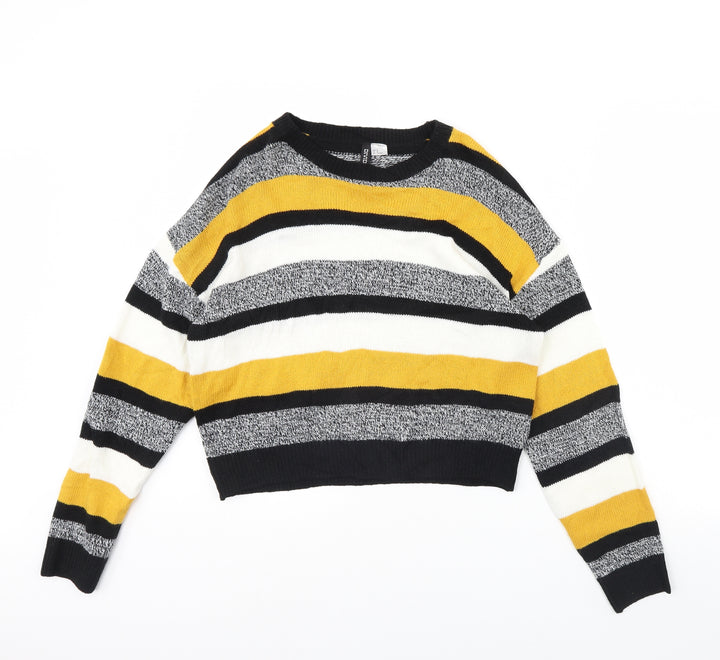 H&M Womens Black Striped  Pullover Jumper Size M