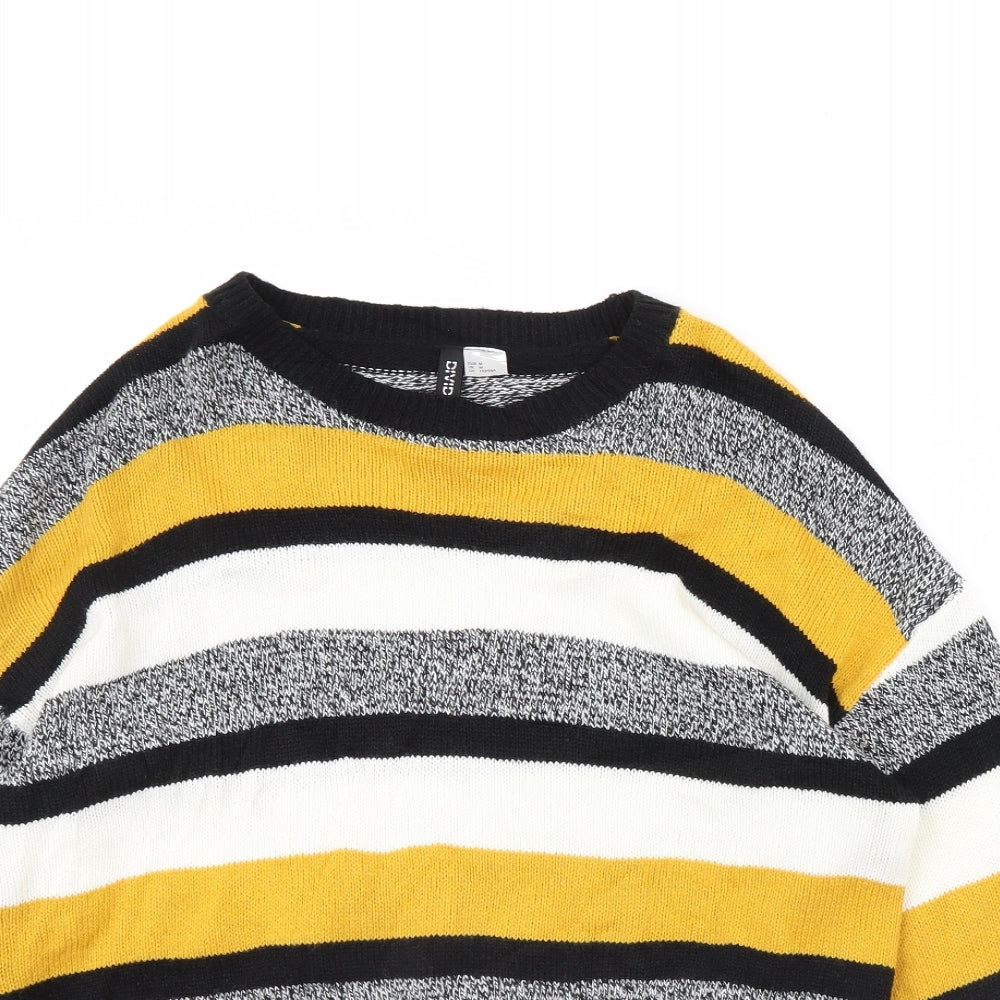 H&M Womens Black Striped  Pullover Jumper Size M