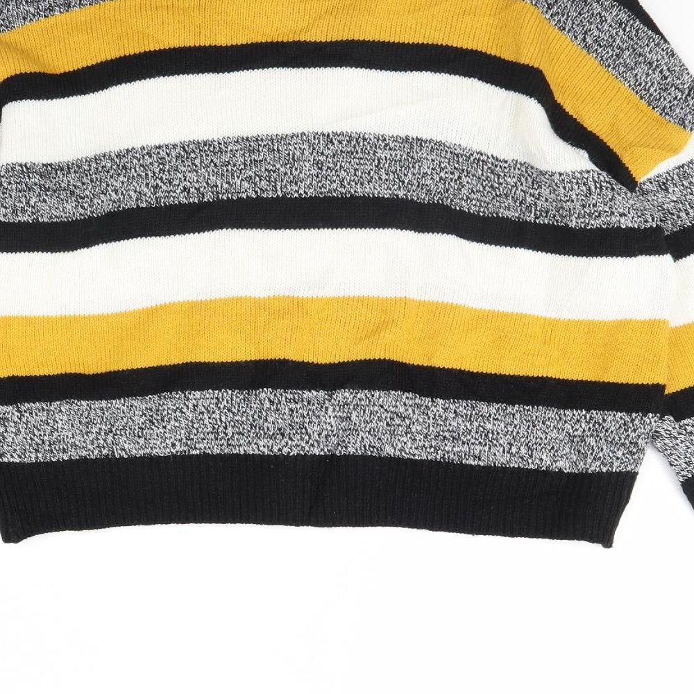 H&M Womens Black Striped  Pullover Jumper Size M