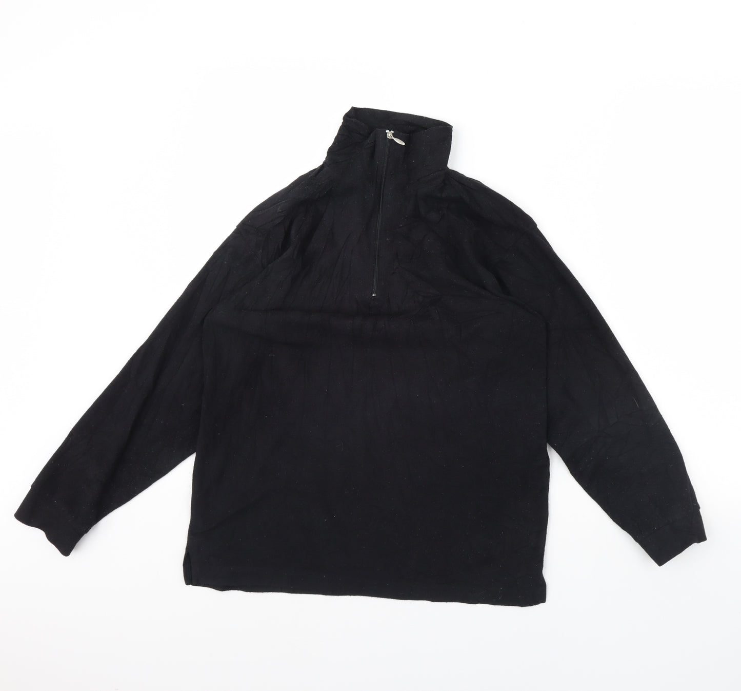 Preworn Boys Black  Fleece Henley Jumper Size XL