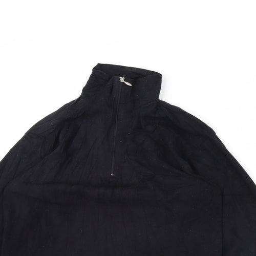 Preworn Boys Black  Fleece Henley Jumper Size XL