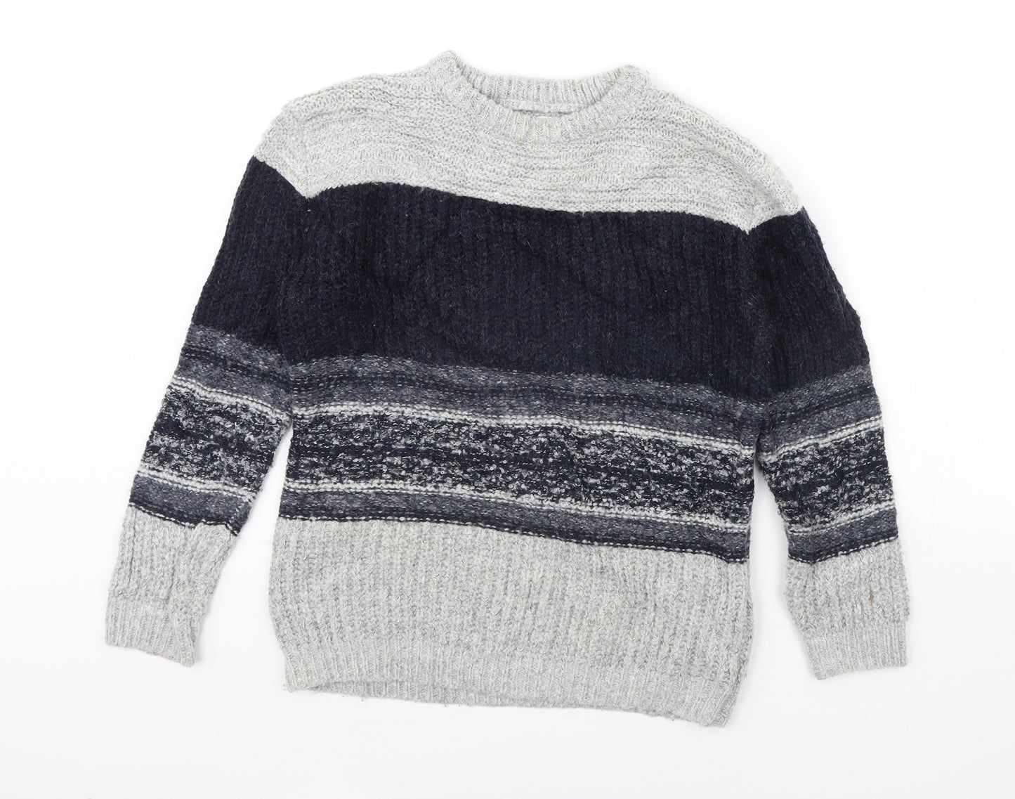 Zara Boys Blue Striped  Pullover Jumper Size 9 Years