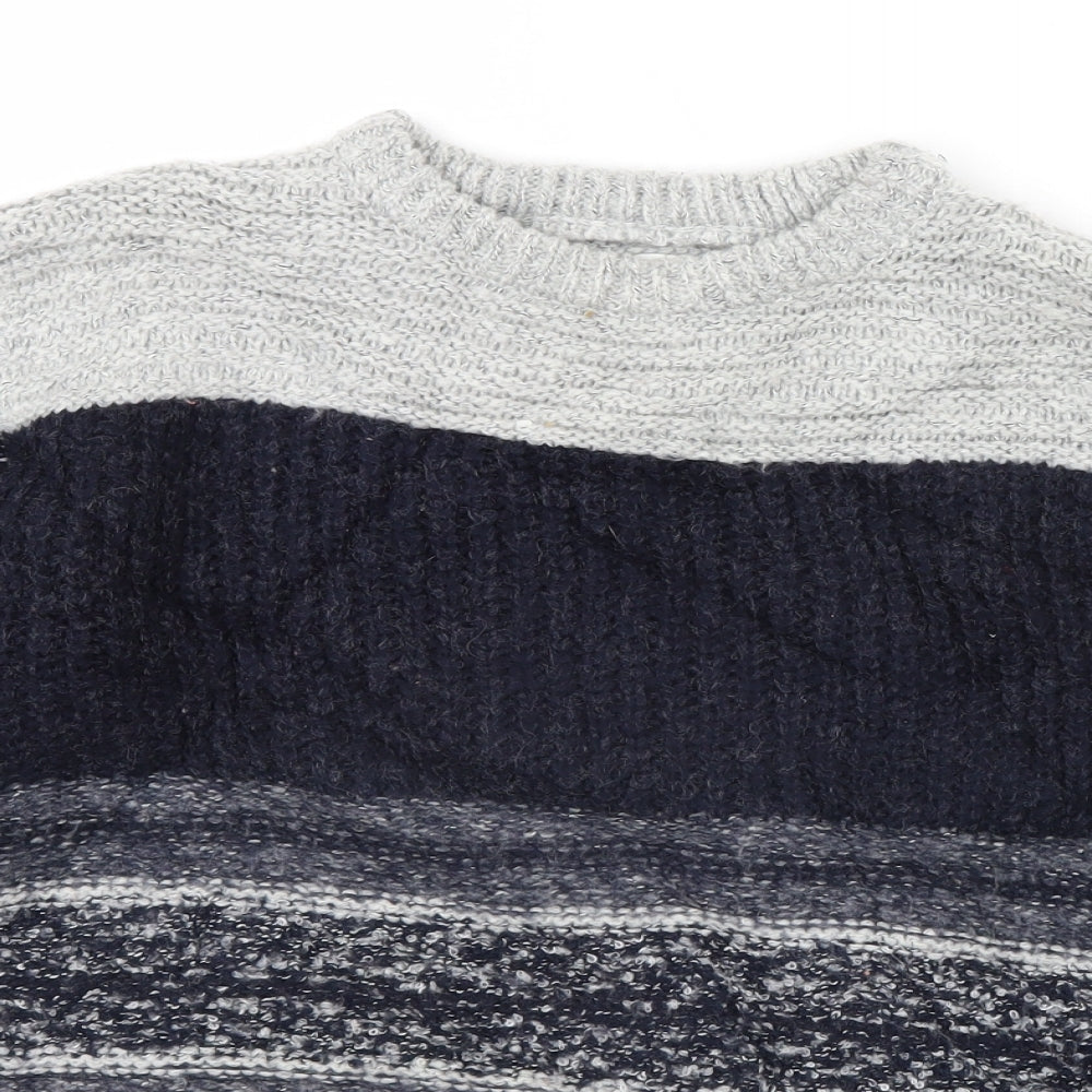 Zara Boys Blue Striped  Pullover Jumper Size 9 Years