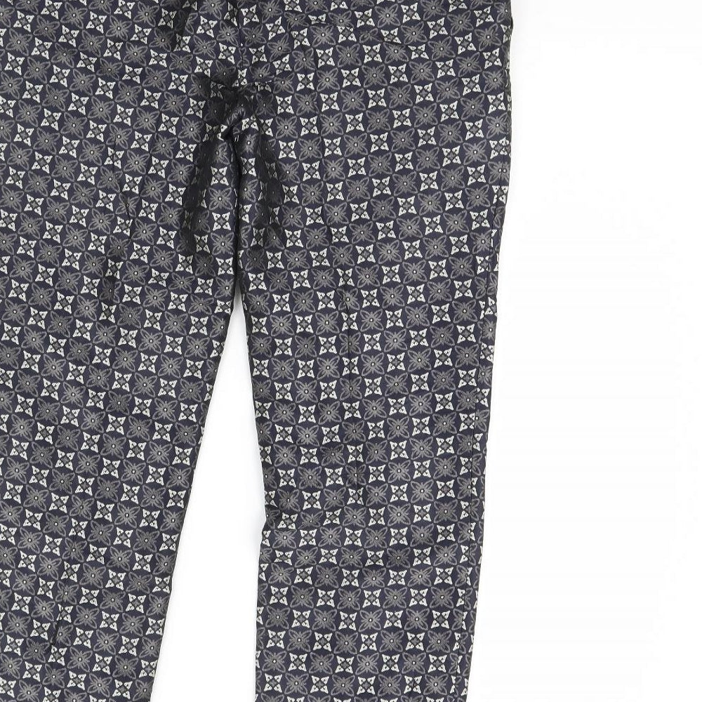 Oui Womens Blue Geometric  Trousers  Size 10 L30 in