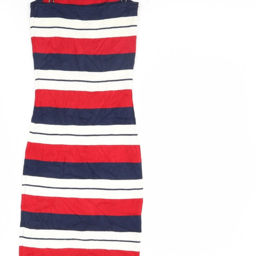 Lu NYC Womens Blue Striped  Bodycon  Size XS