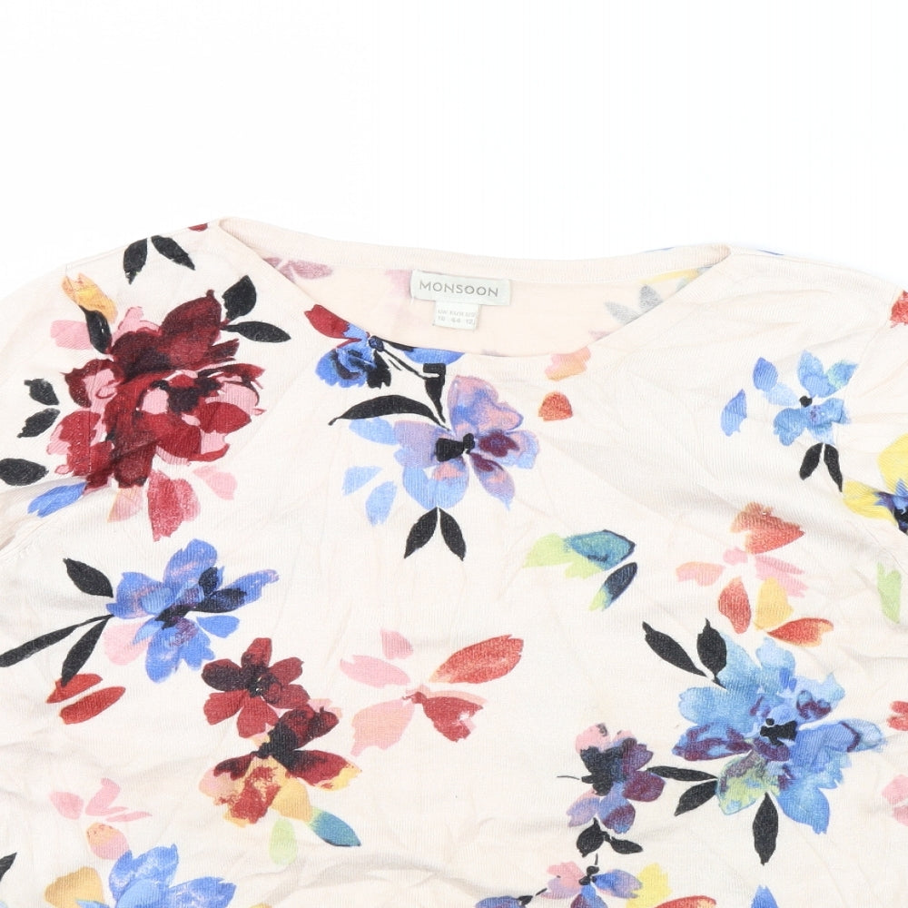 Monsoon Womens Pink Floral  Pullover Jumper Size 16